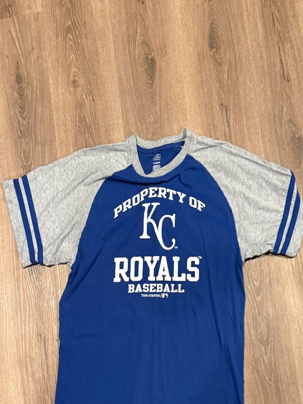 Kansas City Royals MLB Raglan Baseball Shirt Blue Gray Youth XXL (18)